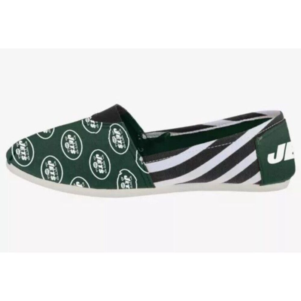 New‎ York Jets FOCO Football NFL Women's Canvas Stripe Shoes Size 5-6 Women NWT